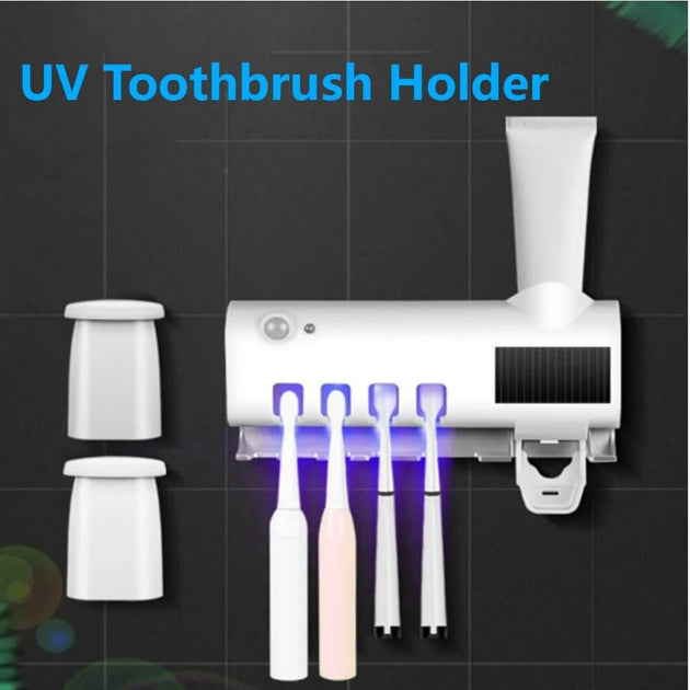 Intelligent UV Toothbrush Sanitizer Solar Energy Electric Toothbrush Hanger Multifunctional Wall Mount Bathroom Accessories - All - Gadgetry