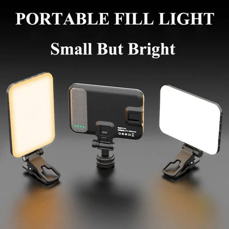 Portable LED Selfie Light with Front &Back Phone Clip for Father'S Day Gift,High Power 6O LED 2000MAH Rechargeable Camera Fill Light for Summer 3 Light Modes Clip on Ring Light for Tablet/Laptop/Camera/Tripod Zoom Call Video Fill Light for Camera Use - All - Gadgetry