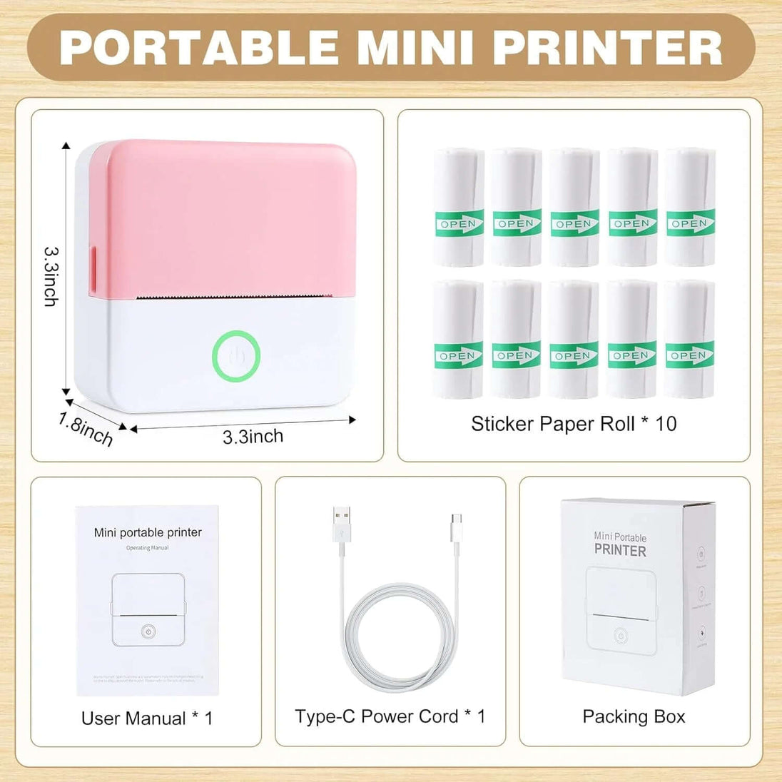 Thermal Mini Printer, Portable Inkless Sticker Maker, Bluetooth Printer for Phone, Wireless Label Printer with Tape, Free Cut Small Pocket Printer for Notes&Children DIY, Compatible with Ios&Android - All - Gadgetry