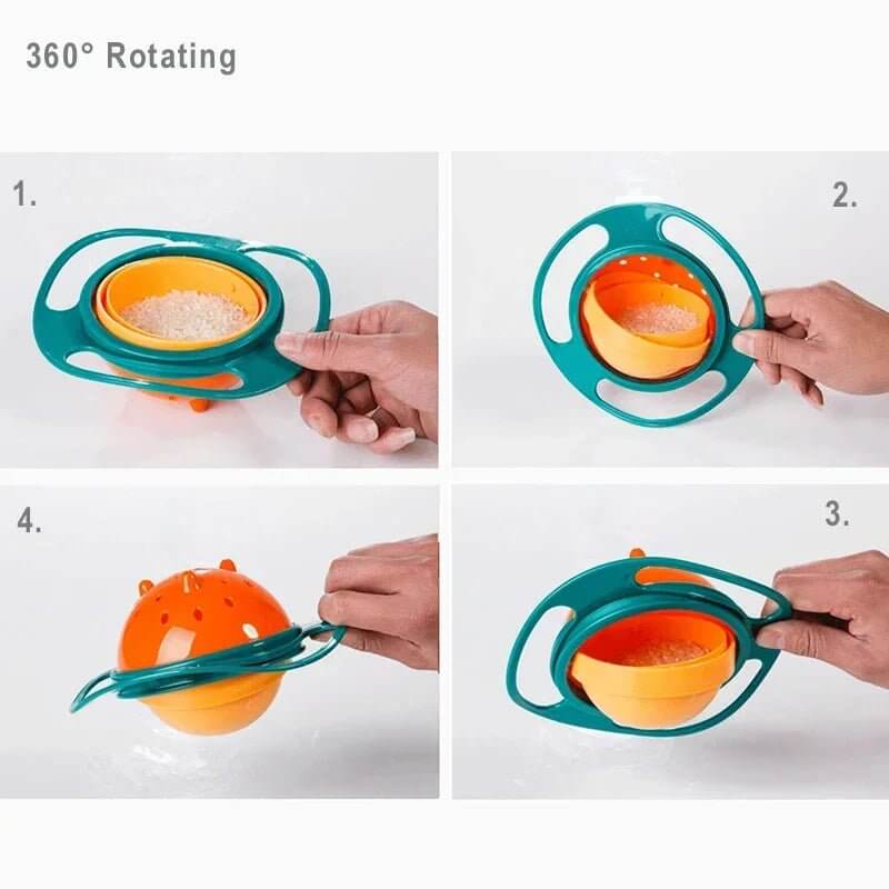 Universal Gyro Bowl Children Rotary Balance Novelty Gyro 360 Rotate Spill Proof Feeding Dishes Baby Training Rotary Balance Toy - All - Gadgetry